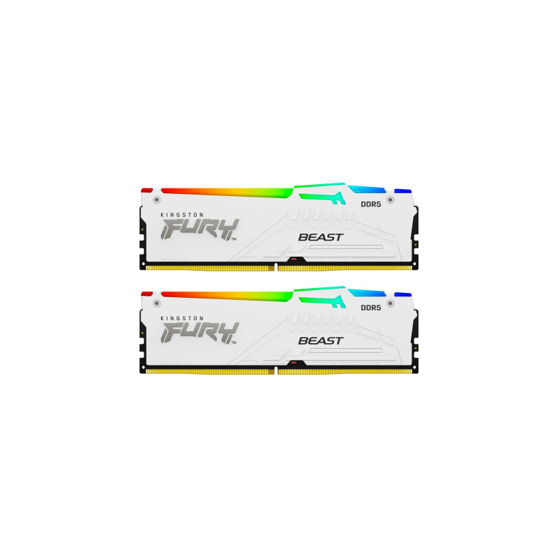 Модуль пам'яті для комп'ютера DDR5 32GB (2x16GB) 5600 MHz FURY Beast White RGB Kingston Fury (ex.HyperX) (KF556C36BWEAK2-32)