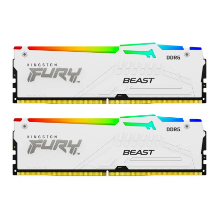 Модуль пам'яті для комп'ютера DDR5 32GB (2x16GB) 5600 MHz FURY Beast White RGB Kingston Fury (ex.HyperX) (KF556C36BWEAK2-32)