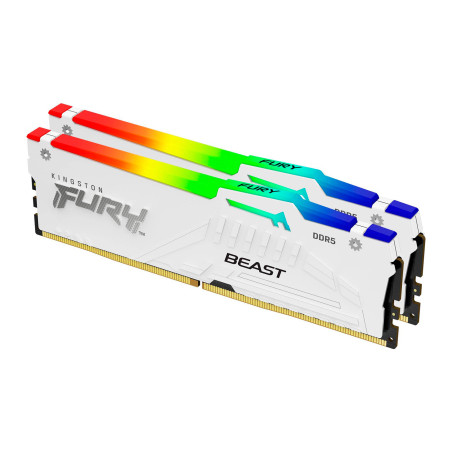 Модуль пам'яті для комп'ютера DDR5 32GB (2x16GB) 6000 MHz Beast RGB EXPO White Kingston Fury (ex.HyperX) (KF560C36BWE2AK2-32)