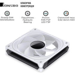 Кулер до корпусу JONSBO FR-505WR Reverse ARGB White