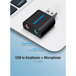 Звукова плата Vention Audio USB 2х3,5mm jack Metal (VAB-S17-B)