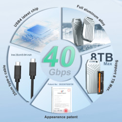 Кишеня зовнішня Maiwo M.2 SSD NVMe 2280 ч-з USB4.0 Type-C 40Gbps (K1695)