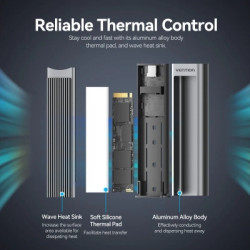 Кишеня зовнішня Vention SSD M.2 (NVME) M-key USB Type-C 3.2 10Gbps Heat Sink Aluminum (KPKH0)