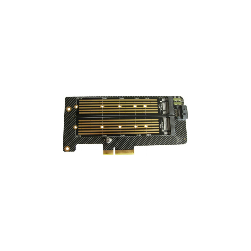 Контролер Dynamode 2х M.2 NVMe M-Key /SATA B-key SSD to PCI-E 3.0 x4/ x8/ x16, (PCI-Ex4- 2xM.2 MB-key)