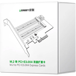 Контролер Ugreen PCI-E 3.0 for SSD M.2 NVMe + M.2 NGFF CM302 (70504)