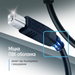 Кабель для принтера USB 2.0 AM/BM 3.0m black ColorWay (CW-CBUB073-BK)