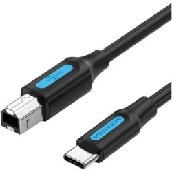 Кабель для принтера USB-C 2.0 to BM 1.5m 2A black Vention (CQUBG)