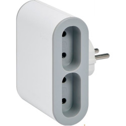 Мережевий розгалужувач Legrand Стандарт 4х2К бічні розетки 6А Білий/Сірий (049400)