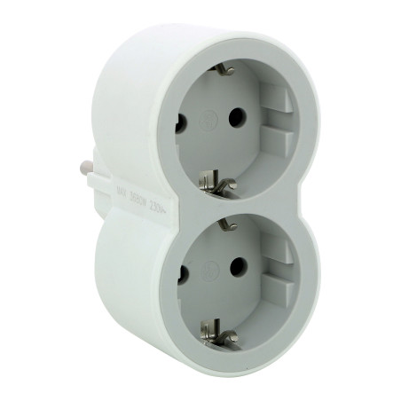 Мережевий розгалужувач Legrand СТАНДАРТ 2х2К+З фронтальні розетки , колір Білий/Сірий (694516)