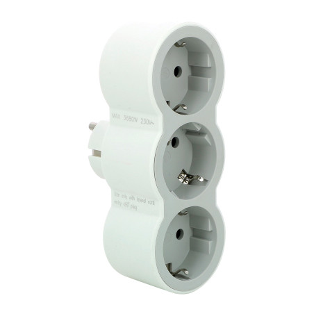 Мережевий розгалужувач Legrand СТАНДАРТ 3х2К+З фронтальні розетки , колір Білий/Сірий (694518)