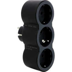 Мережевий розгалужувач Legrand СТАНДАРТ 3х2К+З фронтальні розетки , колір Чорний (694519)