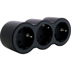 Мережевий розгалужувач Legrand СТАНДАРТ 3х2К+З фронтальні розетки , колір Чорний (694519)