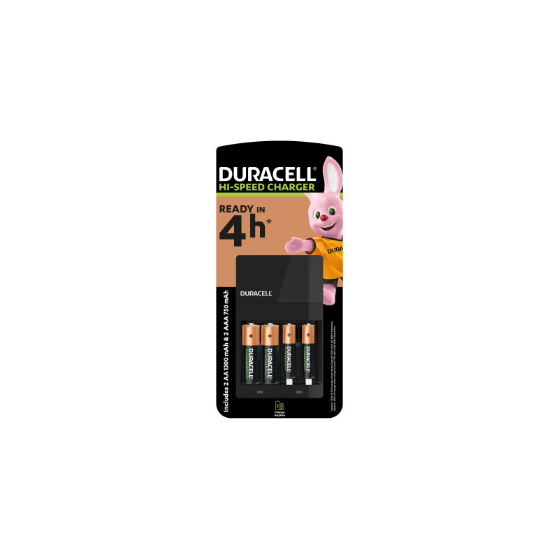 Зарядний пристрій для акумуляторів Duracell CEF14, 4 години, 1 шт. (Includes 2 AA1300mAh & 2 AAA750mAh) (5007497 / 5004990)