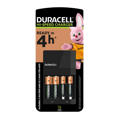 Зарядний пристрій для акумуляторів Duracell CEF14, 4 години, 1 шт. (Includes 2 AA1300mAh & 2 AAA750mAh) (5007497 / 5004990)
