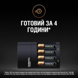 Зарядний пристрій для акумуляторів Duracell CEF14, 4 години, 1 шт. (Includes 2 AA1300mAh & 2 AAA750mAh) (5007497 / 5004990)