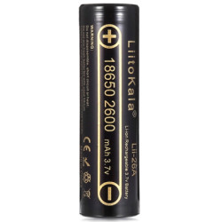 Акумулятор 18650 2600mAh Li-Ion, (2450-2650mah), 3.7V (2.75-4.2V), Blac Liitokala (Lii-26A)