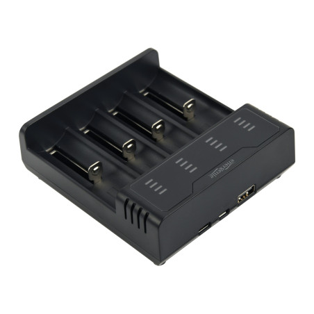 Зарядний пристрій для акумуляторів EnerGenie input:TYPE-C/Micro-USB, AAA/AA/...14650/18650, power bank function (BC-USB-02)