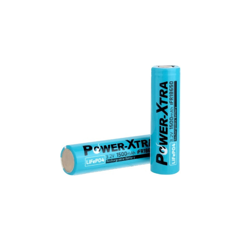 Акумулятор 18650 1500mAh LiFePO4 IFR18650, 3.2V, FlatTop, blue Power-Xtra (PX-IFR18650 / 29743)