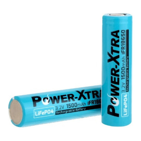 Акумулятор 18650 1500mAh LiFePO4 IFR18650, 3.2V, FlatTop, blue Power-Xtra (PX-IFR18650 / 29743)