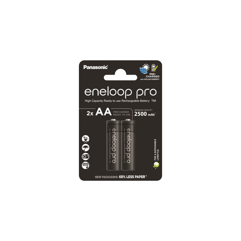 Акумулятор Panasonic AA Eneloop 2500mAh Pro NI-MH * 2 (BK-3HCDE/2CP)