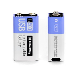 Акумулятор Крона USB-С 390 mAh 9V (Li-Polymer) ColorWay (CW-UB9V-06)