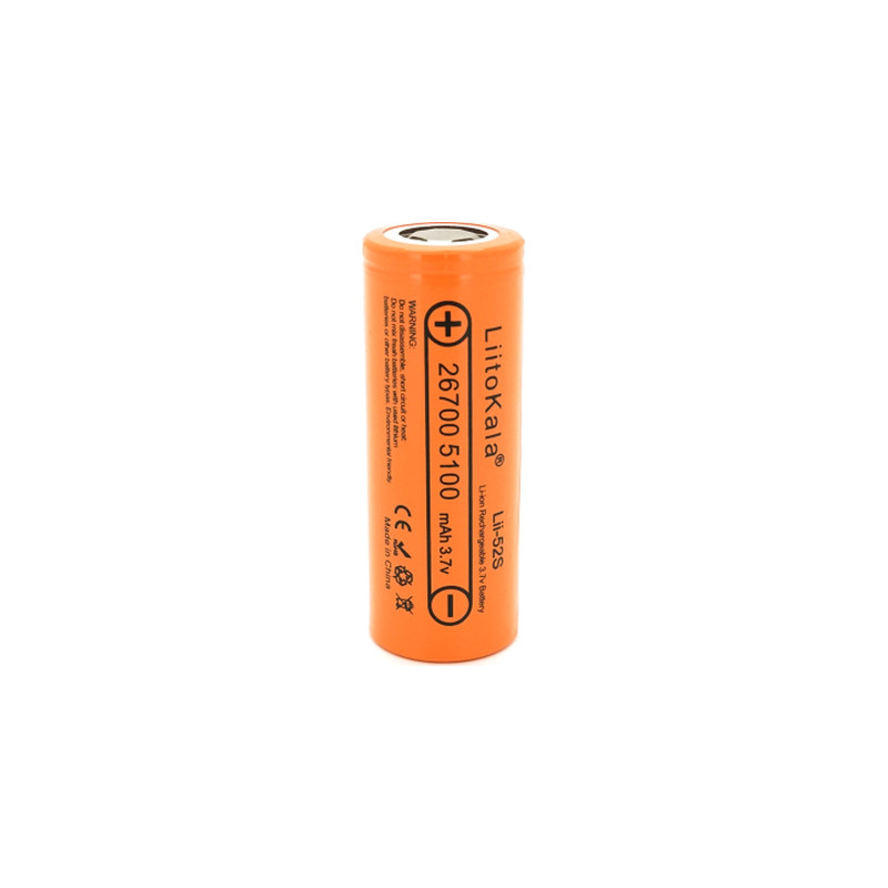 Акумулятор 26700 Li-Ion 5000mah 5100-5200mah, 3.7V (2.75-4.2V), Orange Liitokala (Lii-52S)