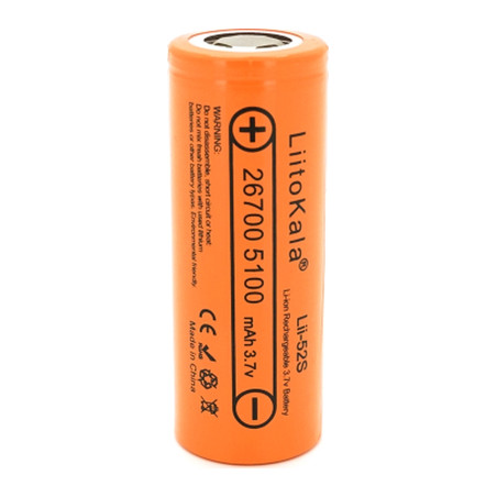 Акумулятор 26700 Li-Ion 5000mah 5100-5200mah, 3.7V (2.75-4.2V), Orange Liitokala (Lii-52S)