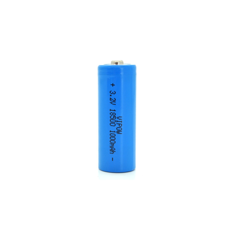 Акумулятор 18500 1000mAh, LiFePO4, TipTop, 3.2V, Blue Vipow (IFR18500-600mAhTT)