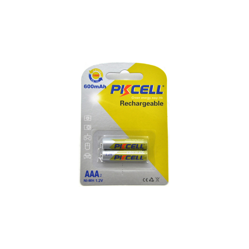 Акумулятор PkCell AAA R03 600mAh 1.2V NiMH Rechargeable Battery, 2шт/бл (PC/AAA600-2BR)