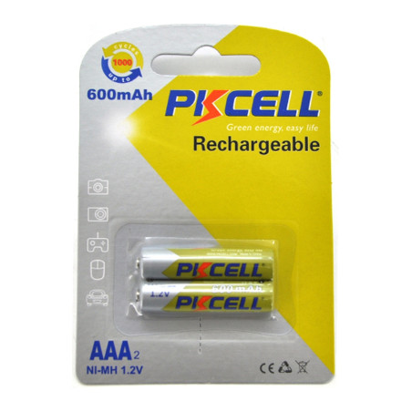 Акумулятор PkCell AAA R03 600mAh 1.2V NiMH Rechargeable Battery, 2шт/бл (PC/AAA600-2BR)