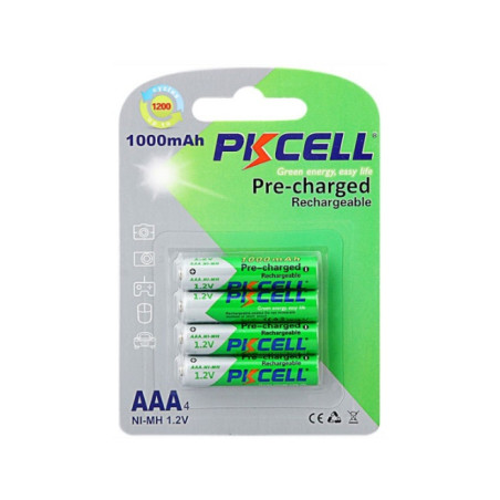 Акумулятор PkCell AAA R03 1000mAh 1.2V NiMH Already Charged, 4шт/бл (PC/AAA1000-4BA)