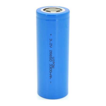 Акумулятор 26650 3300mAh, LiFePO4, FlatTop, 3.2V, Blue Vipow (IFR26650-3300mAhFT / 31075)