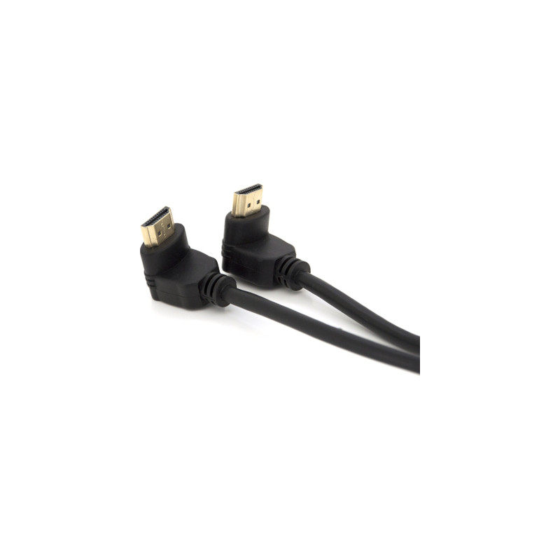 Кабель мультимедійний HDMI M to HDMI M 1.0m V1.4 90° corner black Merlion (YT-HDMI-1.0m/90°-90°)