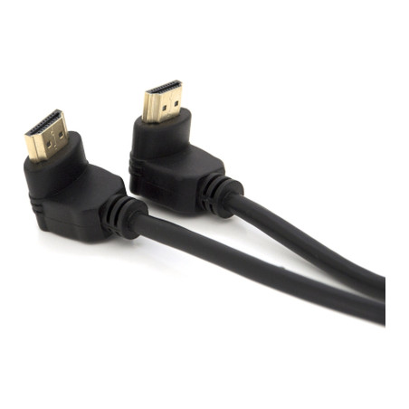 Кабель мультимедійний HDMI M to HDMI M 1.0m V1.4 90° corner black Merlion (YT-HDMI-1.0m/90°-90°)