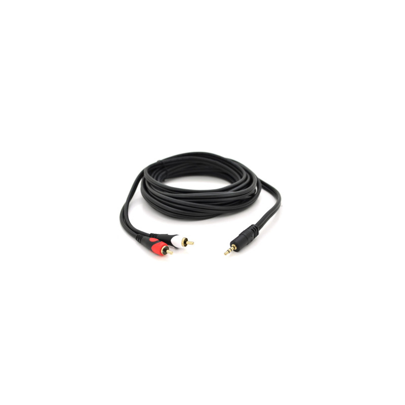 Кабель мультимедійний 3.5mm M to 2xRCA M 5.0m black Voltronic (YT-3.5(M)/2хRCA(M)-5.0PCu)