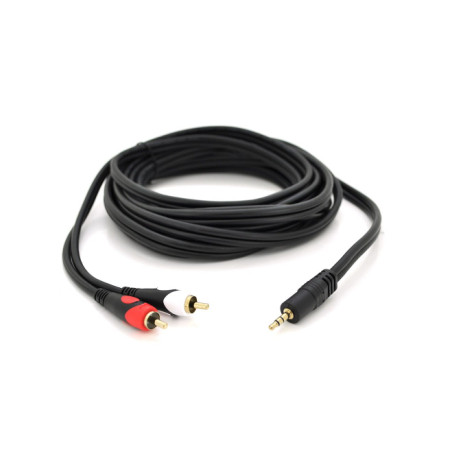 Кабель мультимедійний 3.5mm M to 2xRCA M 5.0m black Voltronic (YT-3.5(M)/2хRCA(M)-5.0PCu)