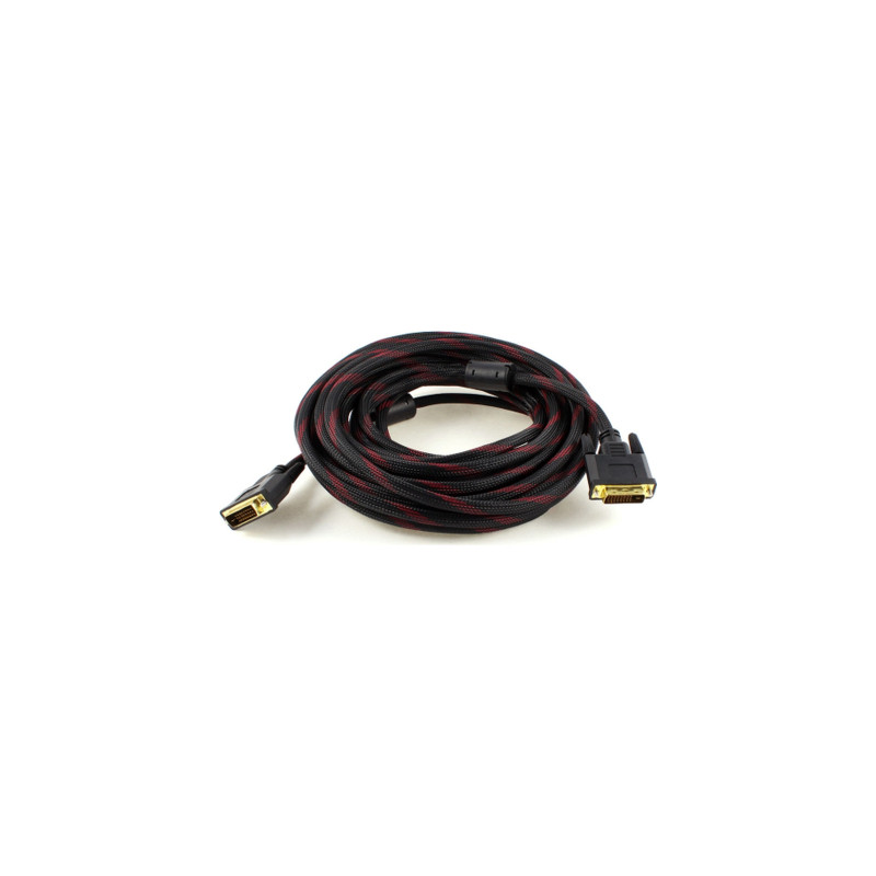 Кабель мультимедійний DVI M to DVI M 5.0m 24+1pin black/red Merlion (YT-DVI(M)/(M)NY/RD-5.0m)