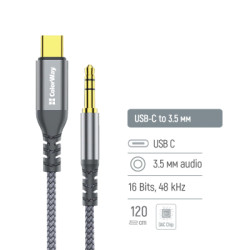 Кабель мультимедійний USB-C to 3.5mm M 1.2m gray ColorWay (CW-CBPDJ071-G)