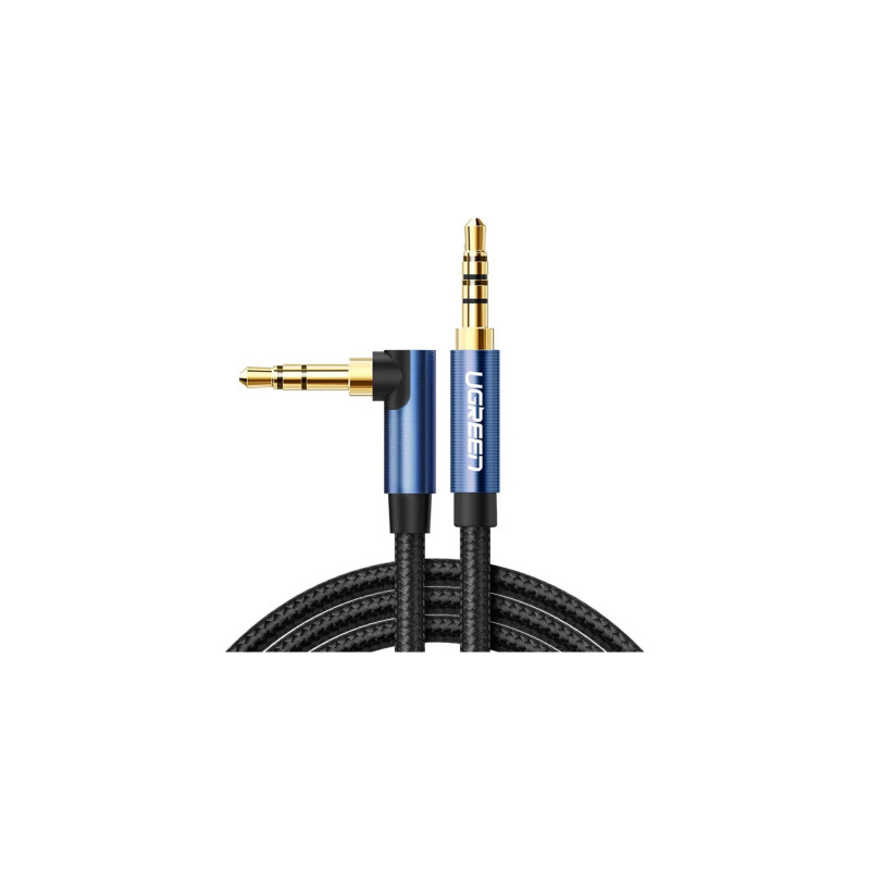Кабель мультимедійний 3.5mm M to 3.5mm M 1.0m 90° corner AV112 blue Ugreen (60179)