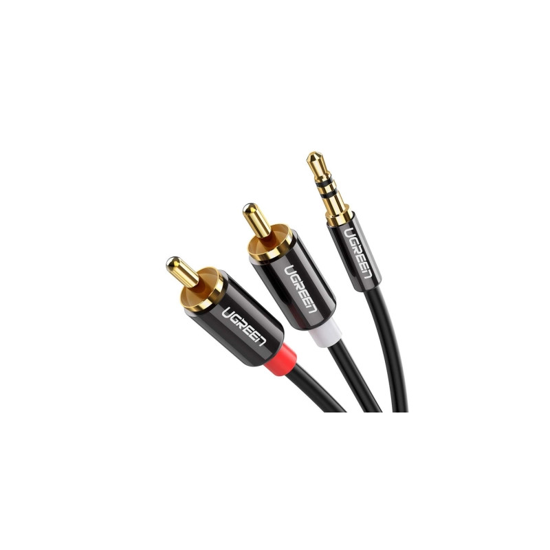 Кабель мультимедійний 3.5mm M to 2xRCA M 1.0m AV116 black Ugreen (10749)