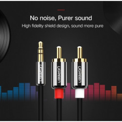 Кабель мультимедійний 3.5mm M to 2xRCA M 1.0m AV116 black Ugreen (10749)