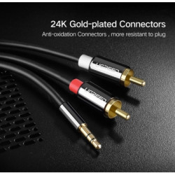 Кабель мультимедійний 3.5mm M to 2xRCA M 1.0m AV116 black Ugreen (10749)