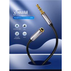 Кабель мультимедійний 3.5mm M to 3.5mm F 1.0m AV118 gray Ugreen (10592)