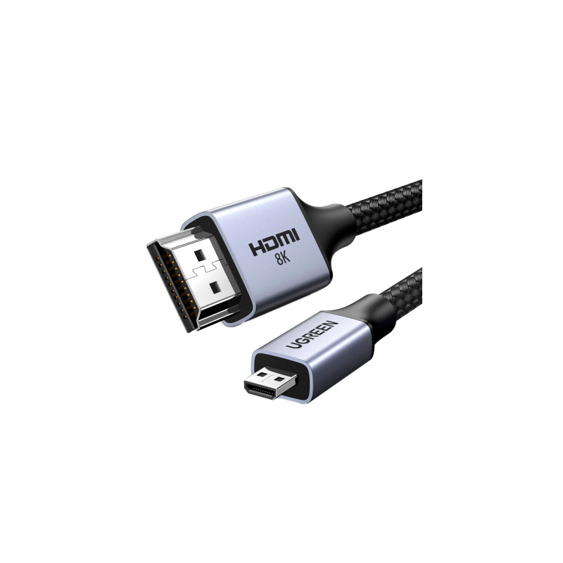 Кабель мультимедійний HDMI M to HDMI micro M 1.0m V2.1 8K60Hz HD164 black Ugreen (15516)