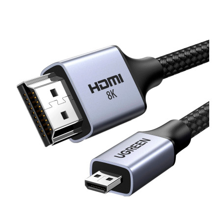 Кабель мультимедійний HDMI M to HDMI micro M 1.0m V2.1 8K60Hz HD164 black Ugreen (15516)