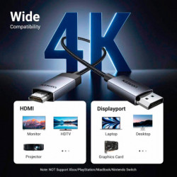 Кабель мультимедійний DisplayPort M to HDMI M 1.0m V2.0 4K60Hz DP119 black Ugreen (15773)