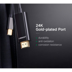 Кабель мультимедійний miniDisplayPort M to HDMI M 1.5m MD101 4K black Ugreen (20848)