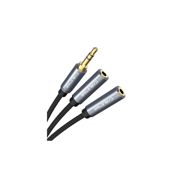 Кабель мультимедійний 3.5mm M to 2x3.5mm F 0.2m Cabletime (CA915248)
