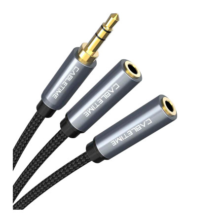 Кабель мультимедійний 3.5mm M to 2x3.5mm F 0.2m Cabletime (CA915248)