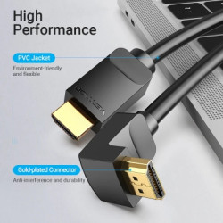 Кабель мультимедійний HDMI M to HDMI M 3.0m 90° corner black Vention (AAQBI)